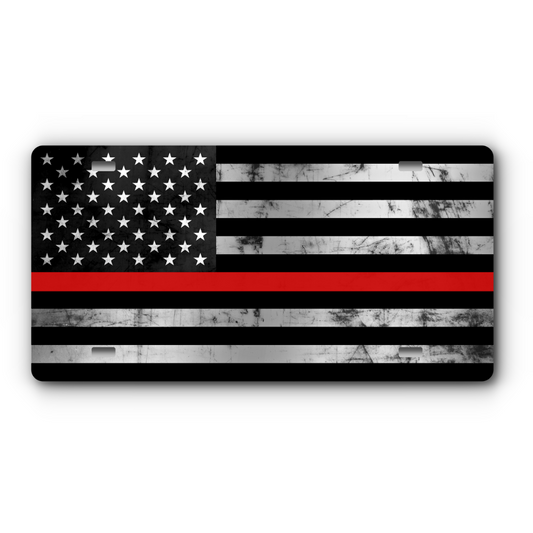 First Responder – Thin Red Line Distressed vanity aluminum license plate