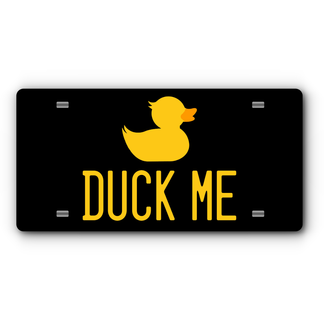 Jeep Duck Me Vanity Aluminum License Plate - Black