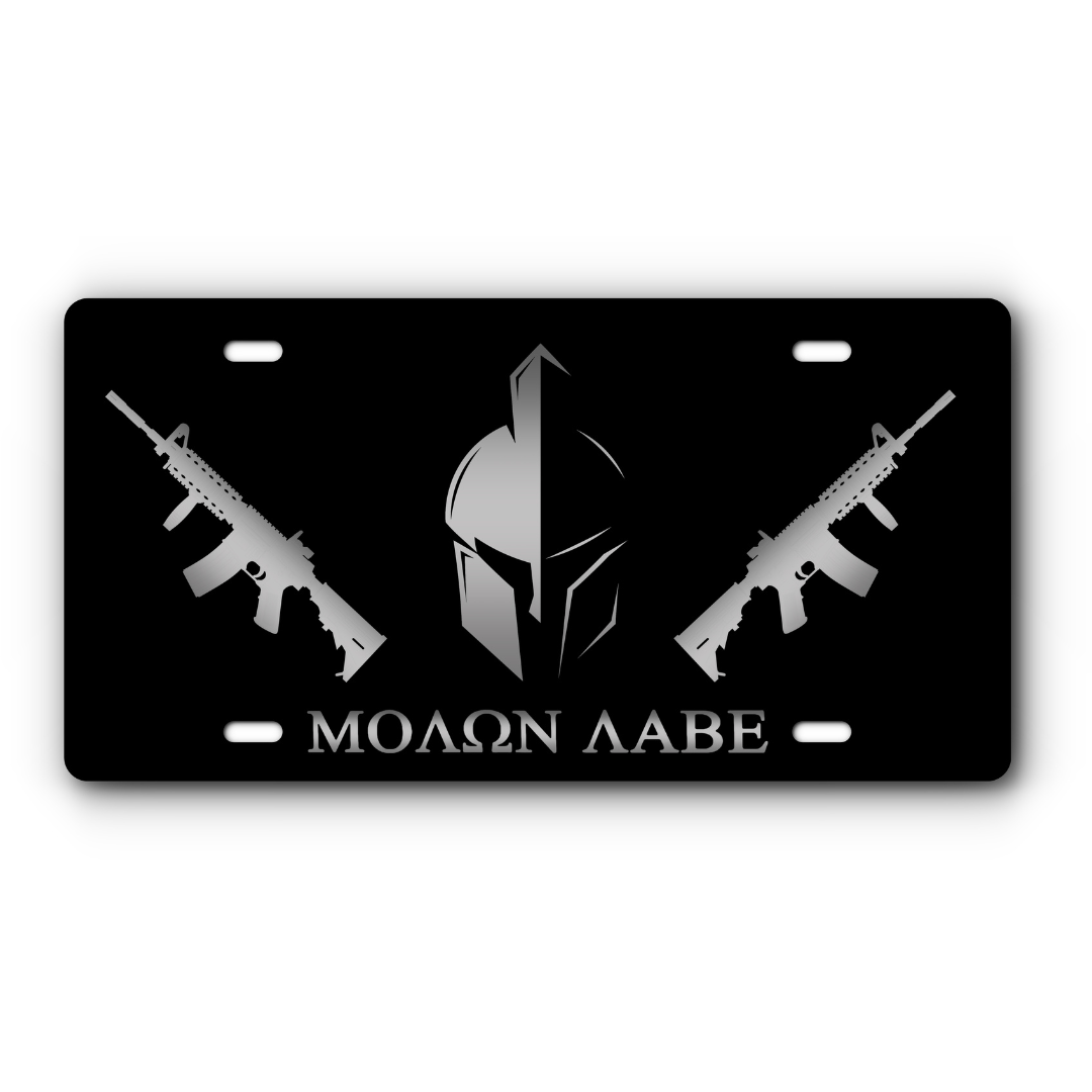 Molon Labe – Come and Take It – Black & Stainless Steel vanity aluminum license plate