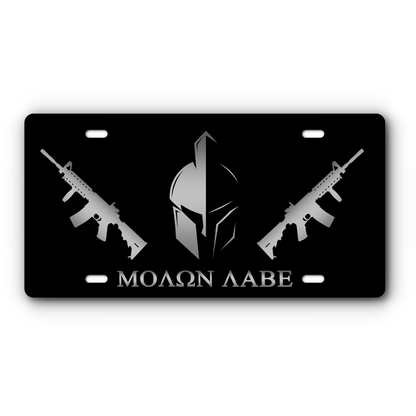 Molon Labe – Come and Take It – Black & Stainless Steel vanity aluminum license plate