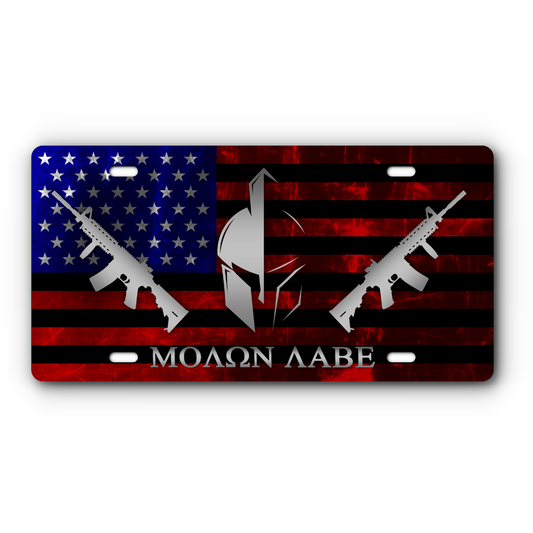 Molon Labe – Come and Take It – Color Flag vanity aluminum license plate