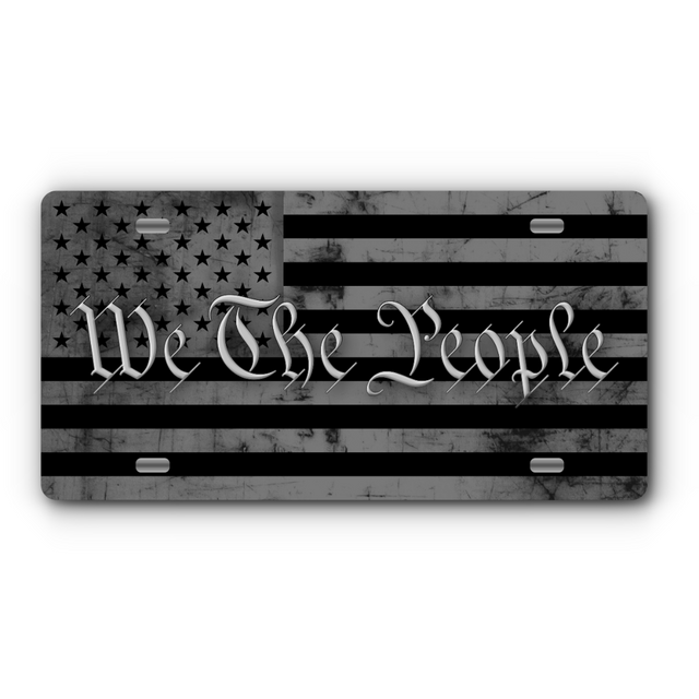 We The People – Black & Grey vanity aluminum license plate