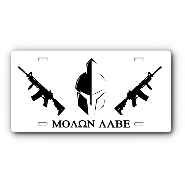 Molon Labe – Come and Take It – Black & White vanity aluminum license plate