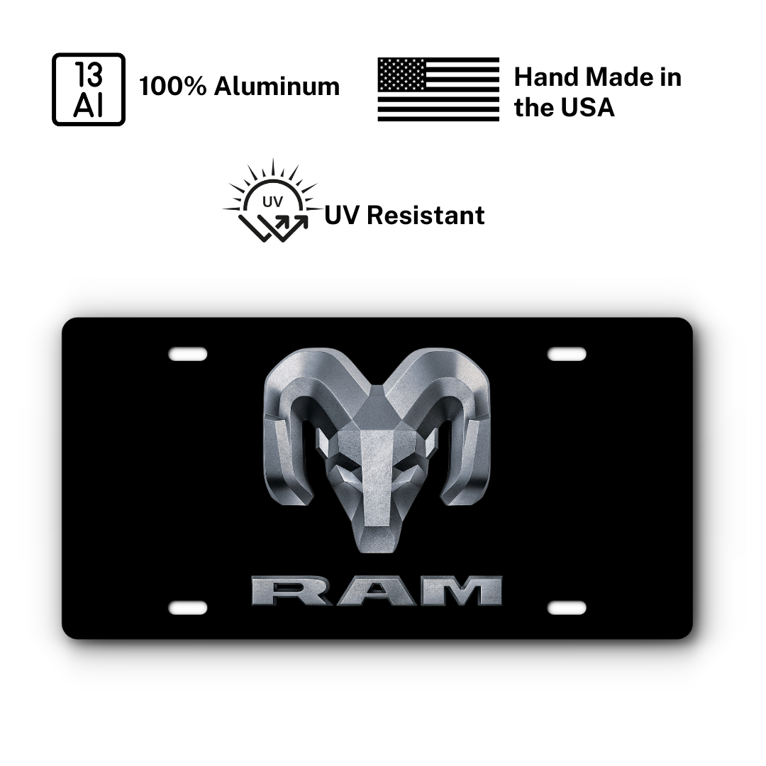 RAM – Black plate: 100% aluminum, UV resistant, made in the USA