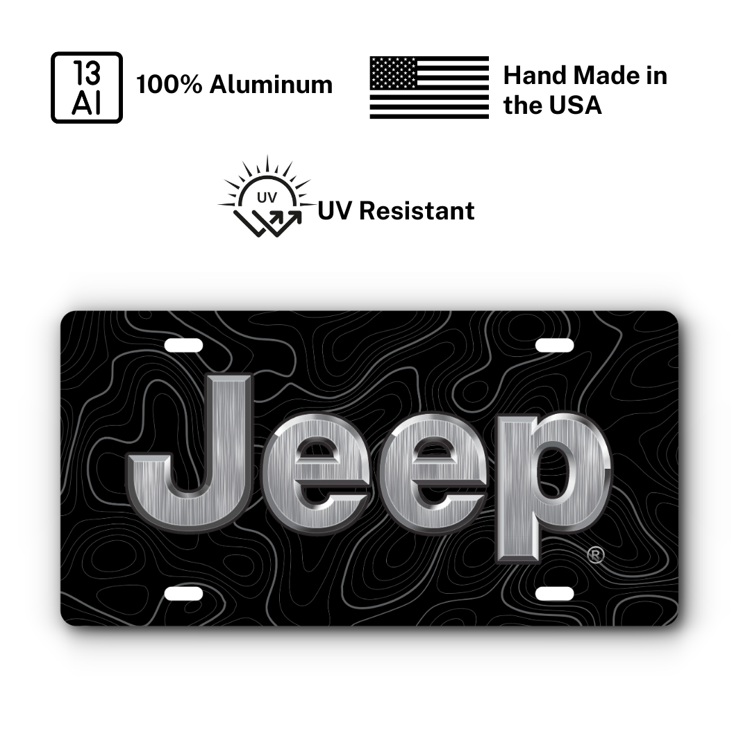Jeep Topographical Vanity Aluminum License Plate