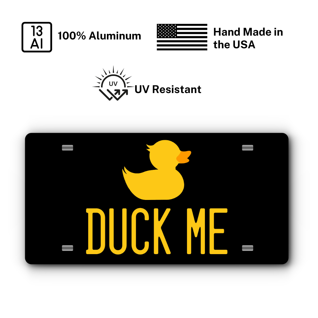 Jeep Duck Me Vanity Aluminum License Plate - Black