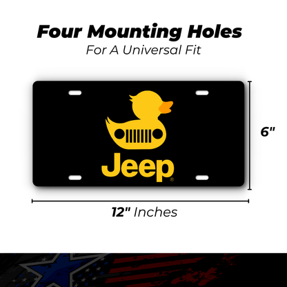 Jeep Duck plate size: 12 x 6 inches with four mounting holes