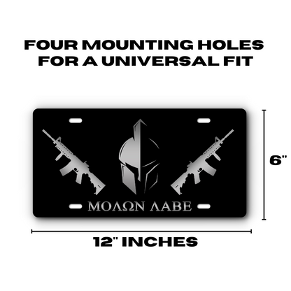 Molon Labe – Come and Take It – Black & Stainless Steel plate size: 12 x 6 inches with four mounting holes