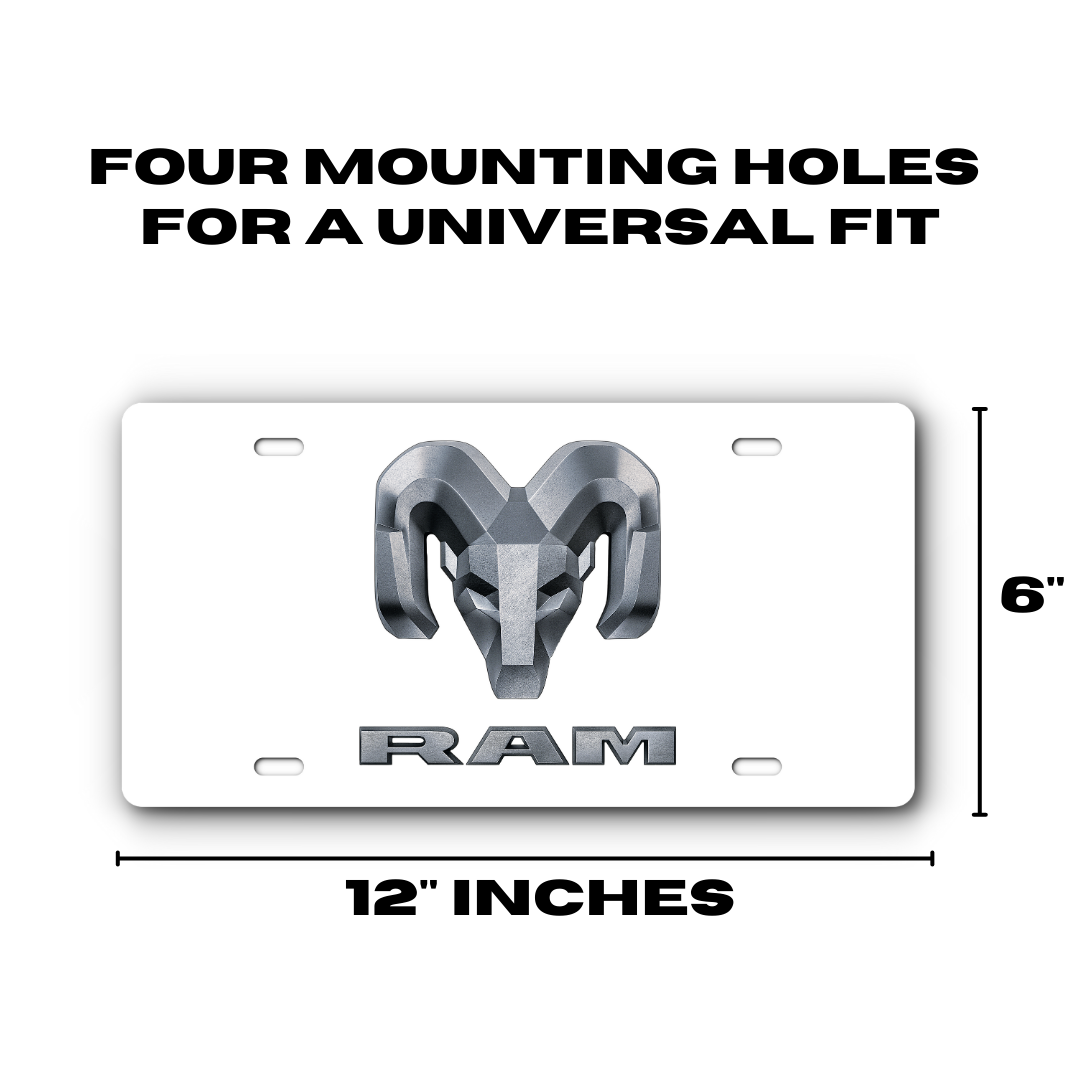 RAM – White plate size: 12 x 6 inches with four mounting holes