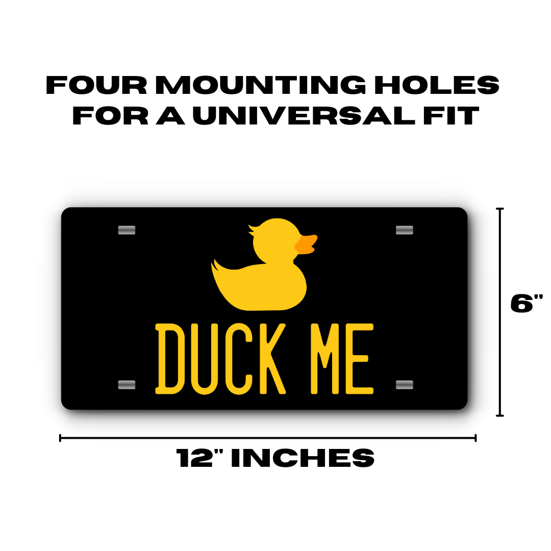Jeep Duck Me Vanity Aluminum License Plate - Black