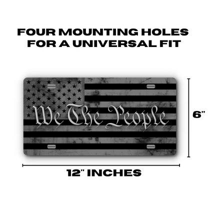 We The People – Black & Grey plate size: 12 x 6 inches with four mounting holes