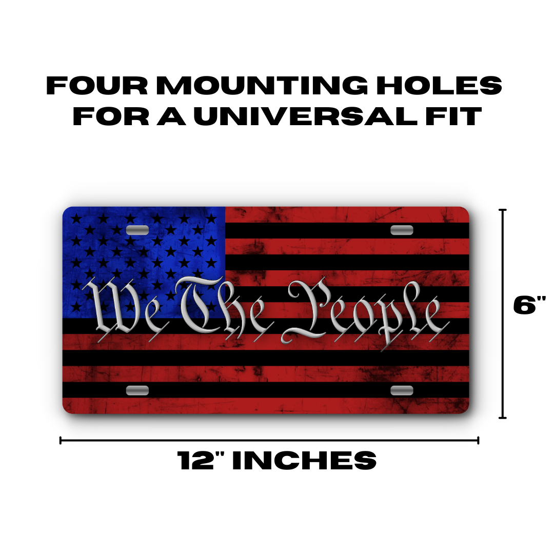 We The People – Red & Blue plate size: 12 x 6 inches with four mounting holes