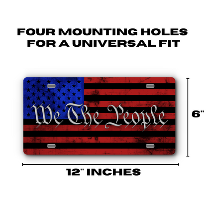 We The People – Red & Blue plate size: 12 x 6 inches with four mounting holes