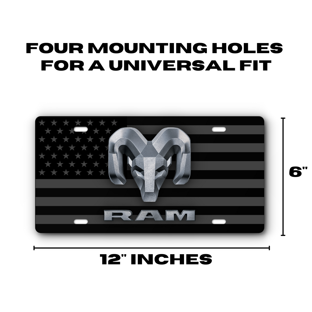 RAM – Grey & Black Flag plate size: 12 x 6 inches with four mounting holes