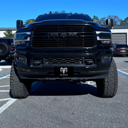 RAM – Black front plate on a black Ram truck