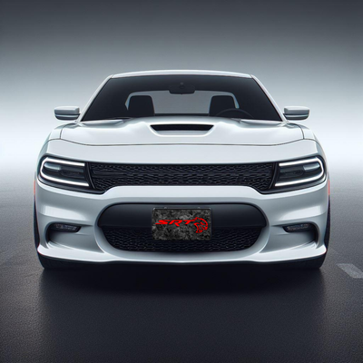 SRT Hellcat Vanity Aluminum License Plate - Simulated Forged + Red