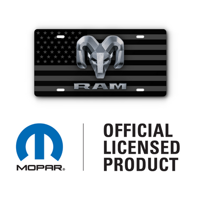 RAM – Grey & Black Flag plate, Mopar Official Licensed Product