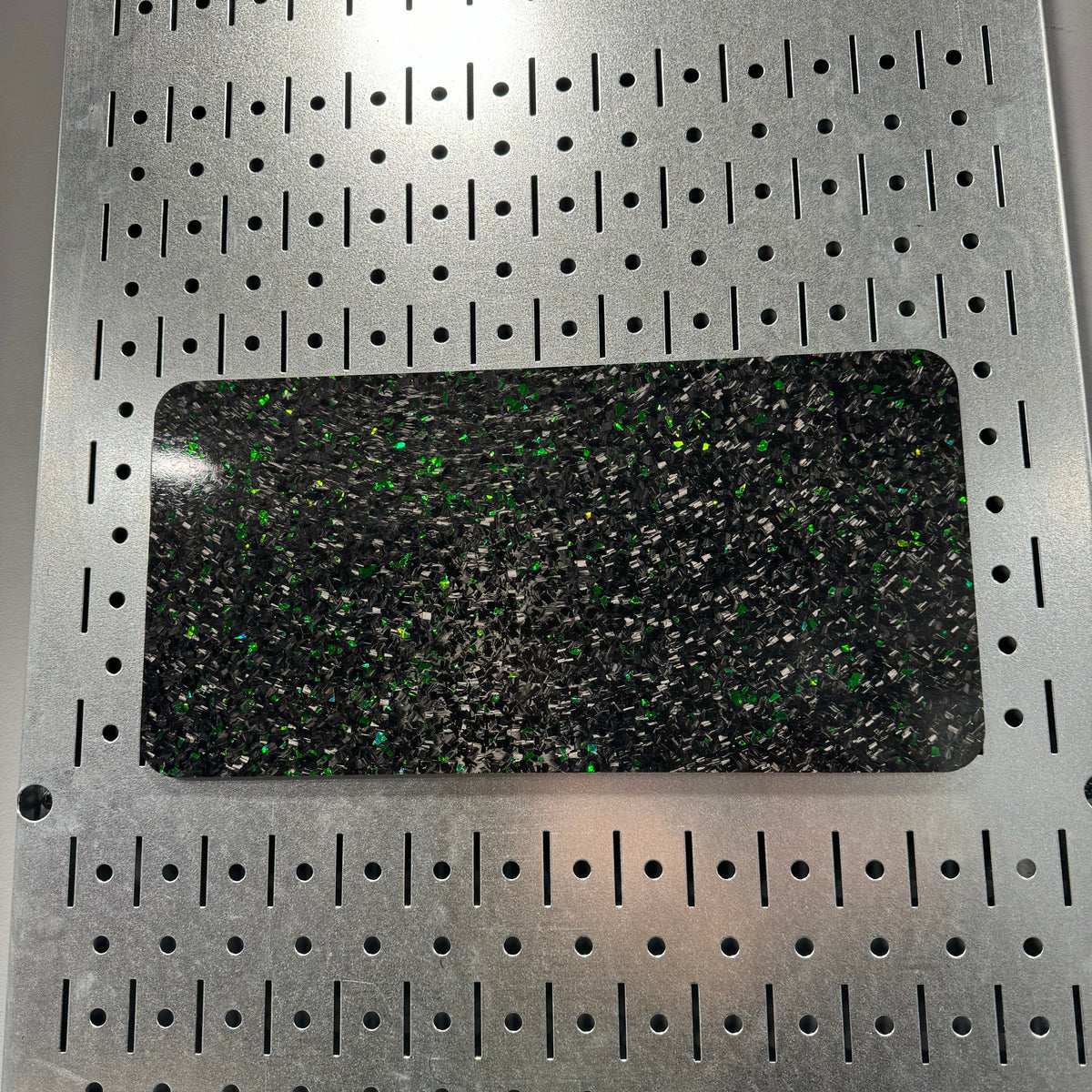 Real forged carbon plate cover with green flake
