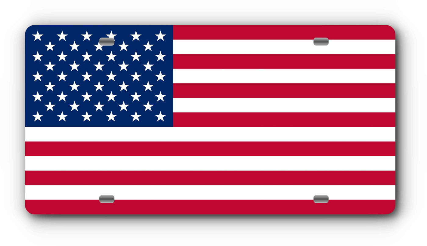 American Flag Front License Plate with Mounting Holes