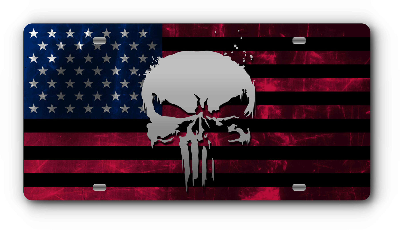 Punisher American Flag Front License Plate