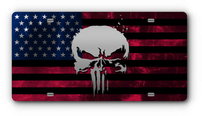 Punisher American Flag Front License Plate