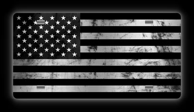 Brushed Aluminum Distressed American Flag