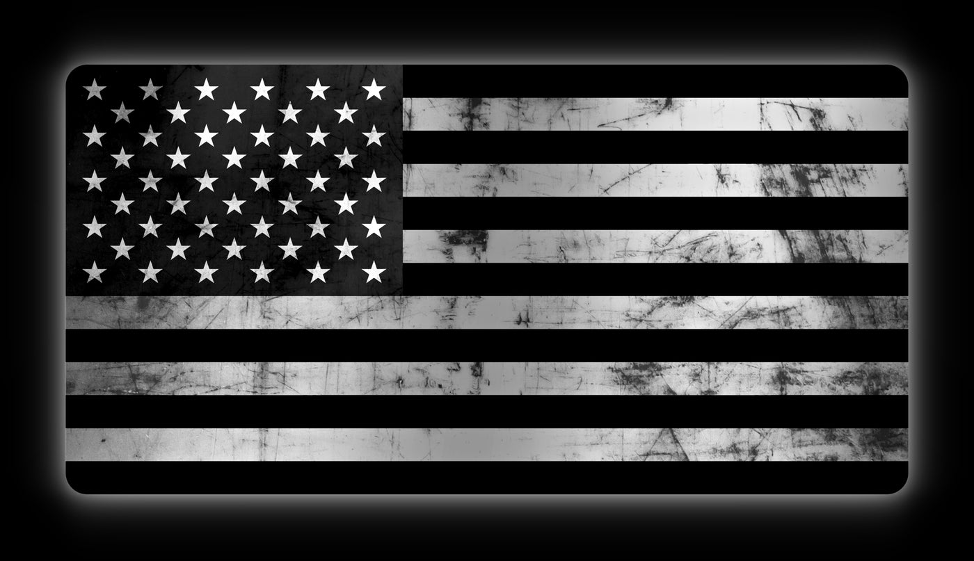 Brushed Aluminum Distressed American Flag