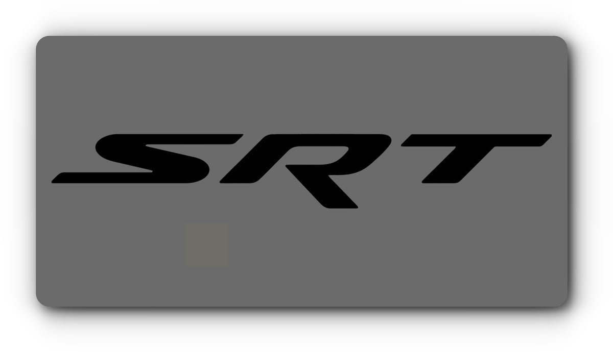 Dodge SRT magnetic plate cover in Sting Grey with black SRT logo