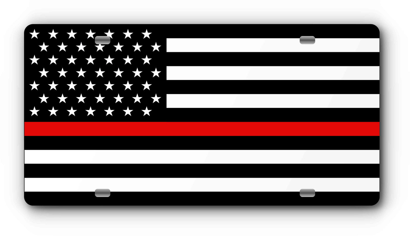 Thin Red Line American Flag Front License Plate
