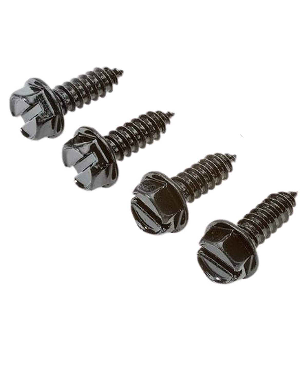 Black hex and slotted steel license plate screws, set of four